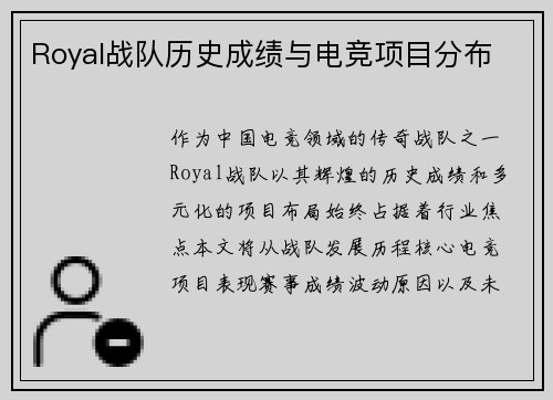 Royal战队历史成绩与电竞项目分布